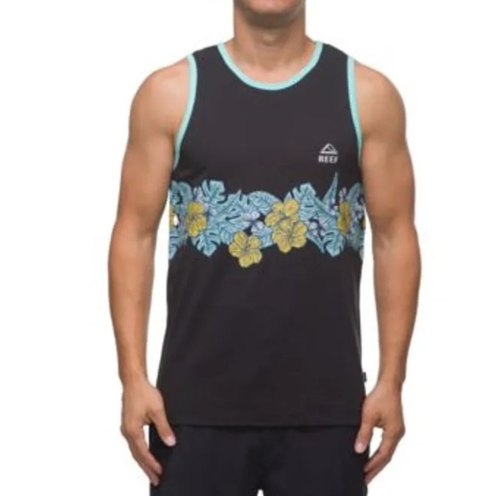 Mens REEF Valdez Knit Tank Top Tropical Flowers Size SMALL XXL Floral NWT
